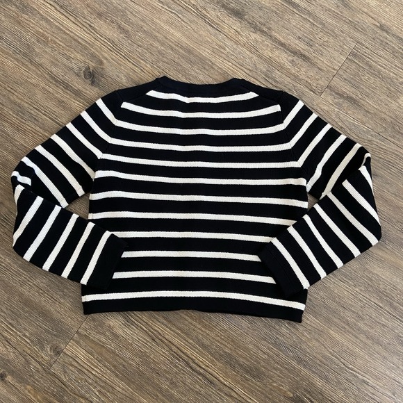 J. Crew Emilie Sweater Lady Jacket in Black White Stripe Gold Button - Picture 4 of 4